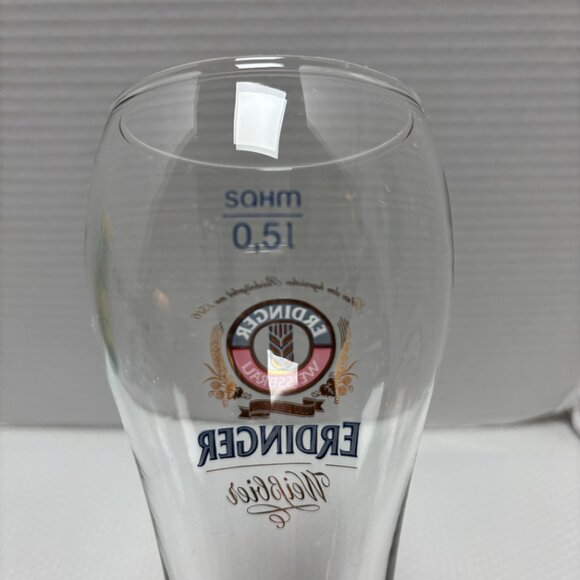 ERDINGER WEISSBRAU BEER GLASSES 20 OZ - 10" Tall Gold Etching - 2143 - Picture 4 of 6